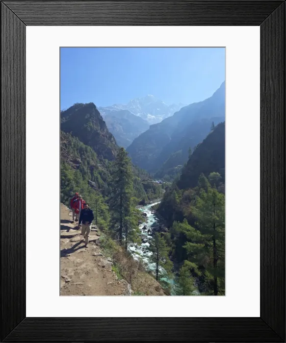 Framed Print : Trekkers on trail beside Dudh Koshi river, between Phakding and Namche, Chumoa, Everest Base Camp Trek, Solukhumbu, Nepal, Himalayas, Asia Framed Print : Trekkers on trail beside Dudh Koshi river, between Phakding and Namche, Chumoa, Everest Base Camp Trek, Solukhumbu, Nepal, Himalayas, Asia