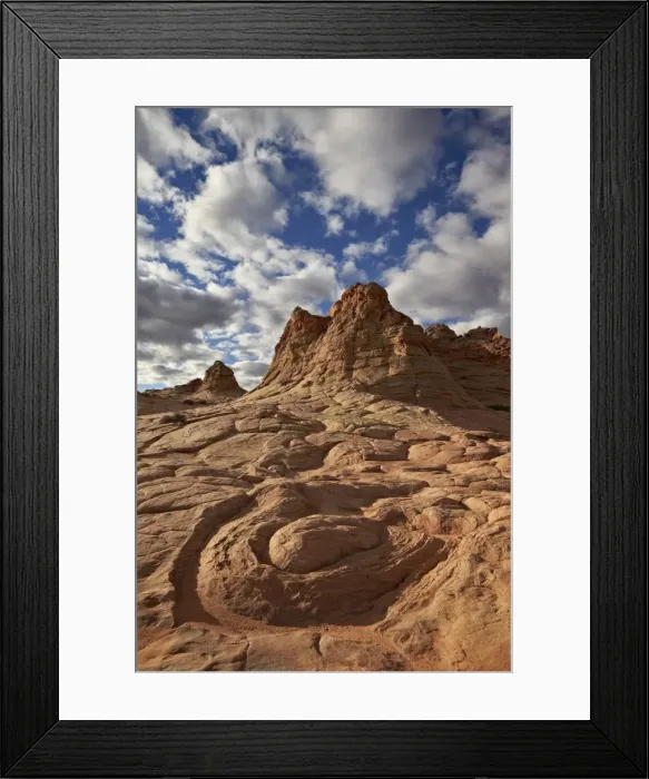 Framed Print : Sandstone swirl under clouds, Coyote Buttes Wilderness, Vermillion Cliffs National Monument, Arizona, United States of America, North America Framed Print : Sandstone swirl under clouds, Coyote Buttes Wilderness, Vermillion Cliffs National Monument, Arizona, United States of America, North America