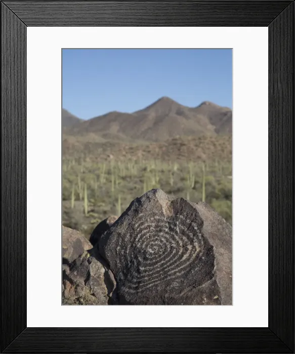Framed Print : Petroglyphs, created by the prehistoric Hohokam people, about 1000 years ago, West-Tucson Mountain District, Saguaro National Park, Arizona, United States of America, North America Framed Print : Petroglyphs, created by the prehistoric Hohokam people, about 1000 years ago, West-Tucson Mountain District, Saguaro National Park, Arizona, United States of America, North America