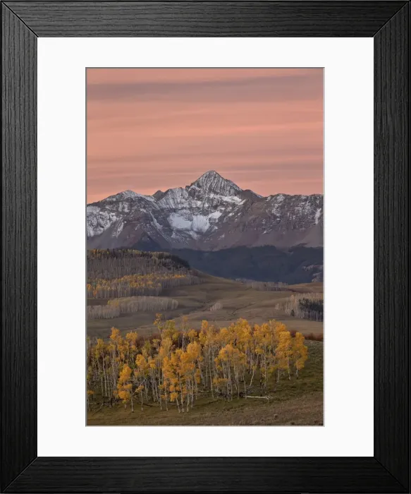 Framed Print : Wilson Peak at dawn with a dusting of snow in the fall, Uncompahgre National Forest, Colorado, United States of America, North America Framed Print : Wilson Peak at dawn with a dusting of snow in the fall, Uncompahgre National Forest, Colorado, United States of America, North America