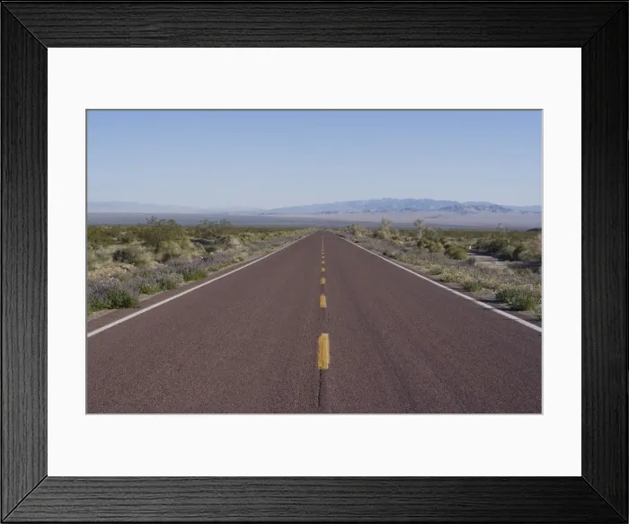 Framed Print : Road through the Mojave Desert, California, United States of America, North America Framed Print : Road through the Mojave Desert, California, United States of America, North America