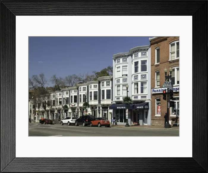 Framed Print : Street scene in the Georgetown neighbourhood of Washington, D. C. United States of America, North America Framed Print : Street scene in the Georgetown neighbourhood of Washington, D. C. United States of America, North America