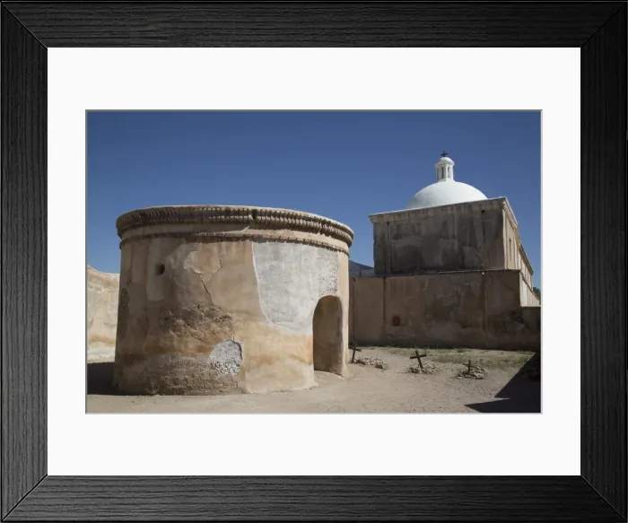 Framed Print : Mortuary chapel and graves, San Jose de Tumacacori Mission, established in 1691, Tumacacori National Historic Park, New Mexico, United States of America, North America Framed Print : Mortuary chapel and graves, San Jose de Tumacacori Mission, established in 1691, Tumacacori National Historic Park, New Mexico, United States of America, North America
