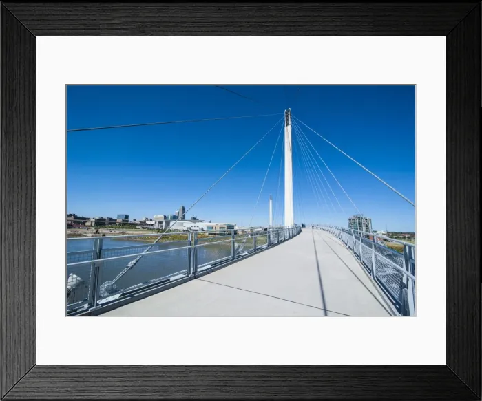 Framed Print : Bob Kerrey Pedestrian Bridge crossing the Missouri River from Nebraska to Iowa, Omaha, Nebraska, United States of America, North America Framed Print : Bob Kerrey Pedestrian Bridge crossing the Missouri River from Nebraska to Iowa, Omaha, Nebraska, United States of America, North America