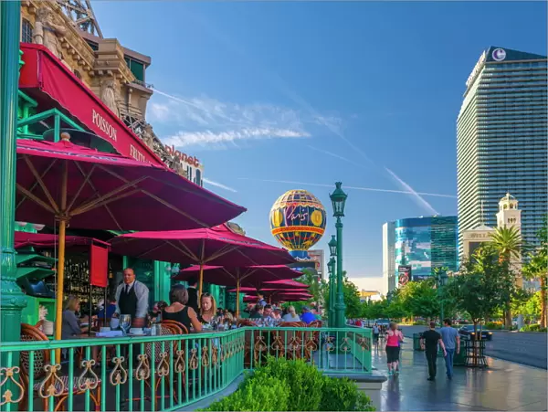 Paris Las Vegas Hotel and Casino on left and The Cosmopolitan on right, The Strip, Las Vegas, Nevada, United States of America, North America