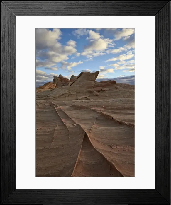 Framed Print : Ridges in sandstone under clouds, Coyote Buttes Wilderness, Vermillion Cliffs National Monument, Arizona, United States of America, North America