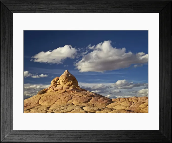 Framed Print : Sandstone formation under clouds, Coyote Buttes Wilderness, Vermillion Cliffs National Monument, Arizona, United States of America, North America