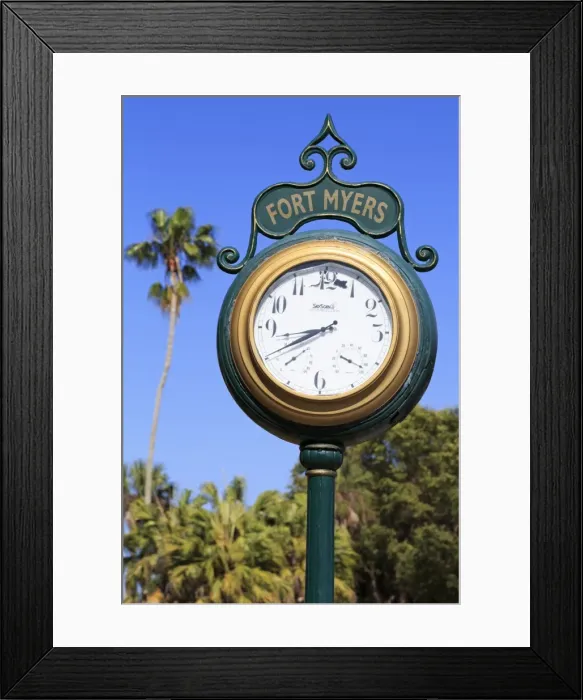 Framed Print : Clock in the Waterfront District, Fort Myers, Florida, United States of America, North America Framed Print : Clock in the Waterfront District, Fort Myers, Florida, United States of America, North America