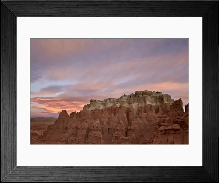 Framed Print : Orange clouds at dawn over the badlands, Goblin Valley State Park, Utah, United States of America, North America Framed Print : Orange clouds at dawn over the badlands, Goblin Valley State Park, Utah, United States of America, North America