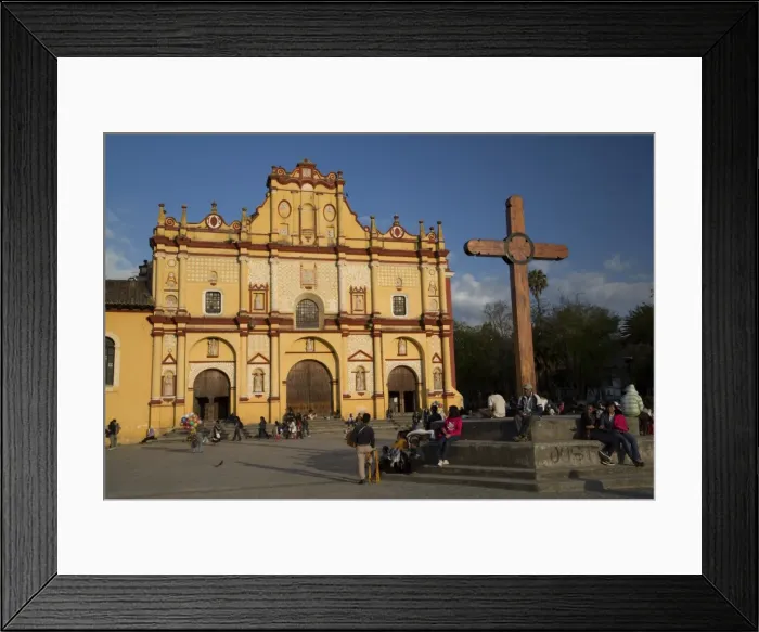 Framed Print : Wooden cross in front of the Cathedral of San Cristobal, founded in 1528, San Cristobal de las Casas, Chiapas, Mexico, North America Framed Print : Wooden cross in front of the Cathedral of San Cristobal, founded in 1528, San Cristobal de las Casas, Chiapas, Mexico, North America