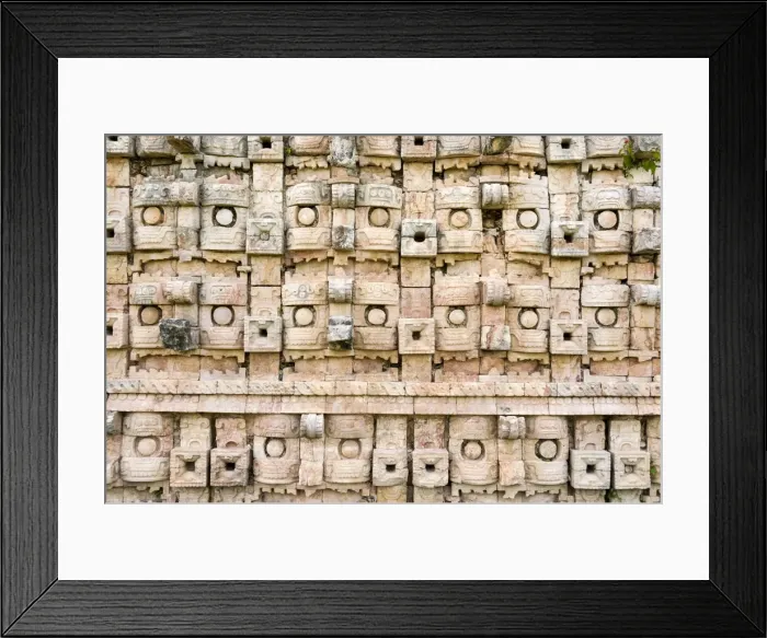 Framed Print : Close up of the wall at the Mayan ruins at El Palacio de los Mascarones (Palace of Masks), Kabah, Yucatan, Mexico, North America Framed Print : Close up of the wall at the Mayan ruins at El Palacio de los Mascarones (Palace of Masks), Kabah, Yucatan, Mexico, North America