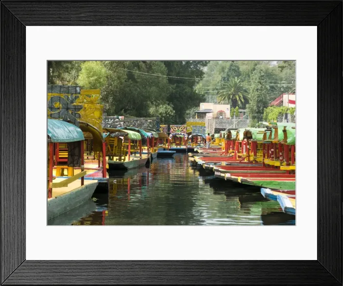 Framed Print : Colourful boats at the Floating Gardens in Xochimilco, UNESCO World Heritage Site, Mexico City, Mexico, North America Framed Print : Colourful boats at the Floating Gardens in Xochimilco, UNESCO World Heritage Site, Mexico City, Mexico, North America