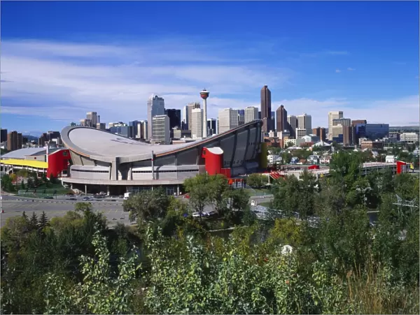 Saddledome and Skyline of Calgary, Alberta, Canada