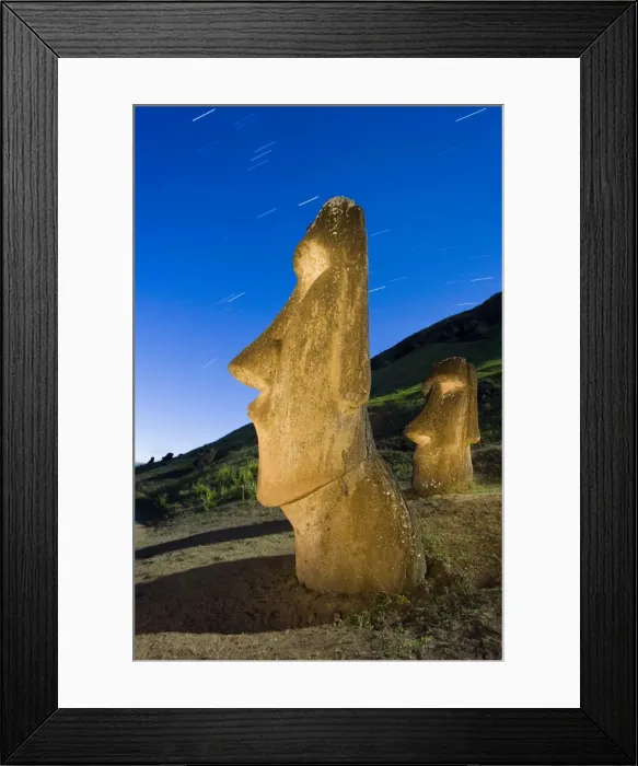 Framed Print : Maoi statues at Rano Raraku, illuminated at dusk, Easter Island (Rapa Nui), UNESCO World Heritage Site, Chile, South America Framed Print : Maoi statues at Rano Raraku, illuminated at dusk, Easter Island (Rapa Nui), UNESCO World Heritage Site, Chile, South America