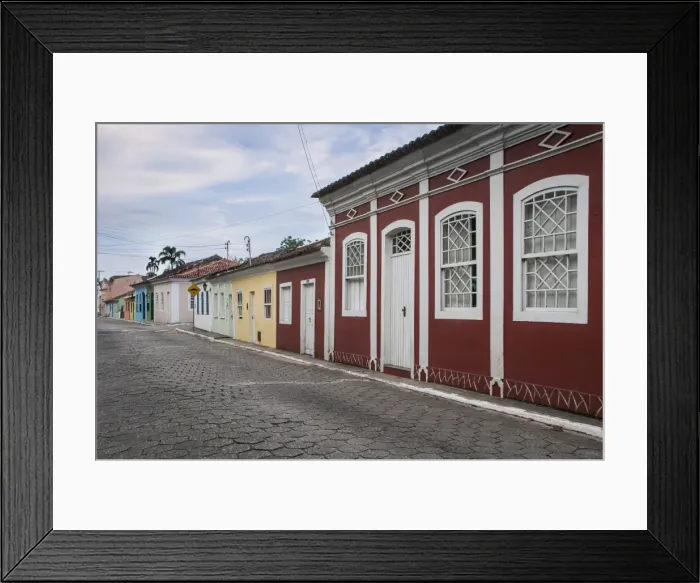Framed Print : Colourful houses in Caieira da Barra do Sul, Ilha Catarina (Santa Catarina Island), Santa Catarina State, Brazil, South America