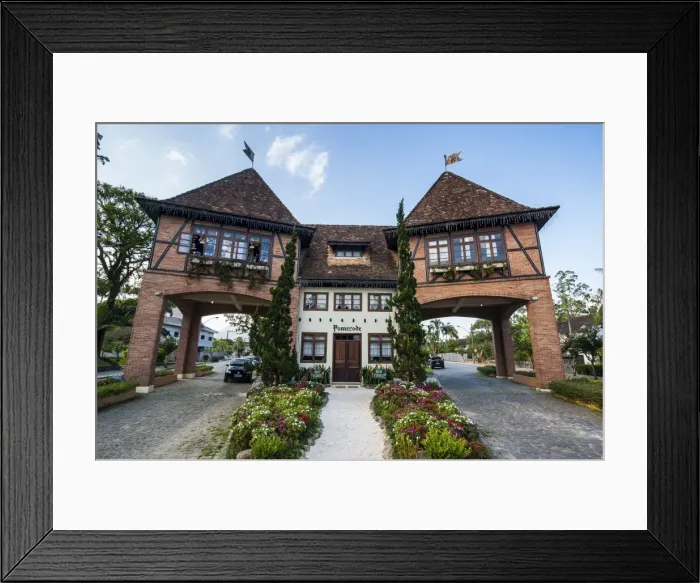 Framed Print : Town gate of the German speaking town of Pomerode, Brazil, South America Framed Print : Town gate of the German speaking town of Pomerode, Brazil, South America