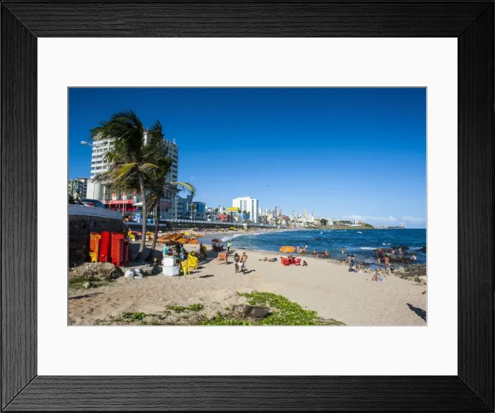 Framed Print : View from Farol da Barra Lighthouse over the nearby beach, Salvador da Bahia, Bahia, Brazil, South America Framed Print : View from Farol da Barra Lighthouse over the nearby beach, Salvador da Bahia, Bahia, Brazil, South America