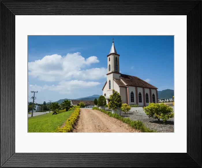 Framed Print : Little undescribed church near the German town Blumenau, Brazil, South America Framed Print : Little undescribed church near the German town Blumenau, Brazil, South America