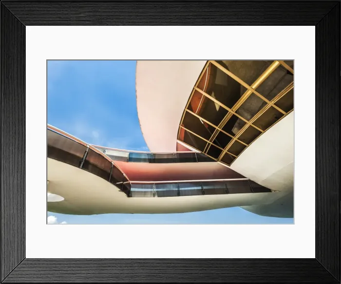 Framed Print : Detail of the structure of the Niemeyer Museum of Contemporary Arts, Niteroi, Rio de Janeiro, Brazil, South America Framed Print : Detail of the structure of the Niemeyer Museum of Contemporary Arts, Niteroi, Rio de Janeiro, Brazil, South America