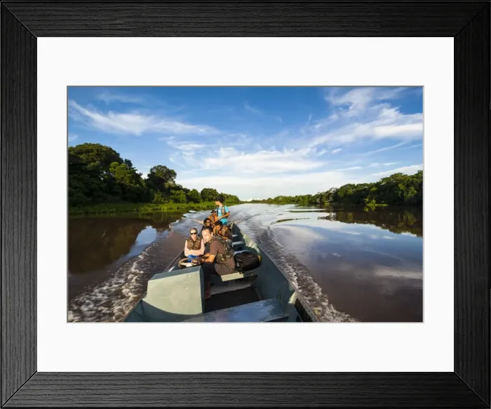 Framed Print : Tourists on a boat searching for animals in the Pantanal, UNESCO World Heritage Site, Brazil, South America Framed Print : Tourists on a boat searching for animals in the Pantanal, UNESCO World Heritage Site, Brazil, South America