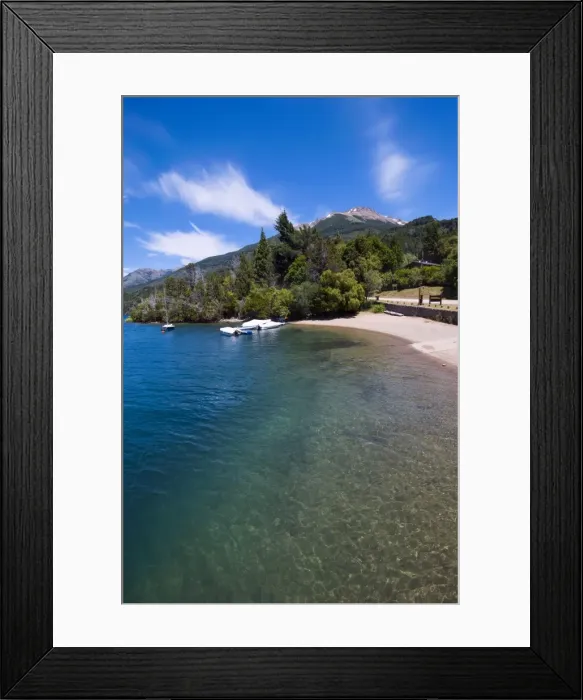 Framed Print : Beach on a mountain lake in Los Alerces National Park, Chubut, Patagonia, Argentina, South America Framed Print : Beach on a mountain lake in Los Alerces National Park, Chubut, Patagonia, Argentina, South America