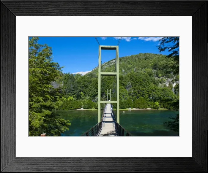 Framed Print : Hanging bridge in the Los Alerces National Park, Chubut, Patagonia, Argentina, South America Framed Print : Hanging bridge in the Los Alerces National Park, Chubut, Patagonia, Argentina, South America