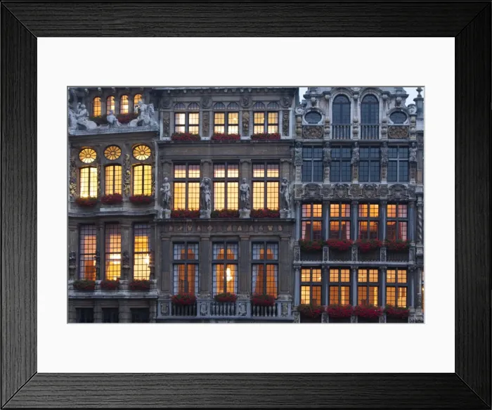 Framed Print : Grand Place building facade at dusk, UNESCO World Heritage Site, Brussels, Belgium, Europe Framed Print : Grand Place building facade at dusk, UNESCO World Heritage Site, Brussels, Belgium, Europe