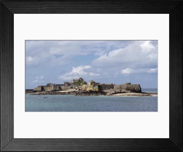 Framed Print : Elizabeth Castle at high tide, Jersey, Channel Islands, United Kingdom, Europe