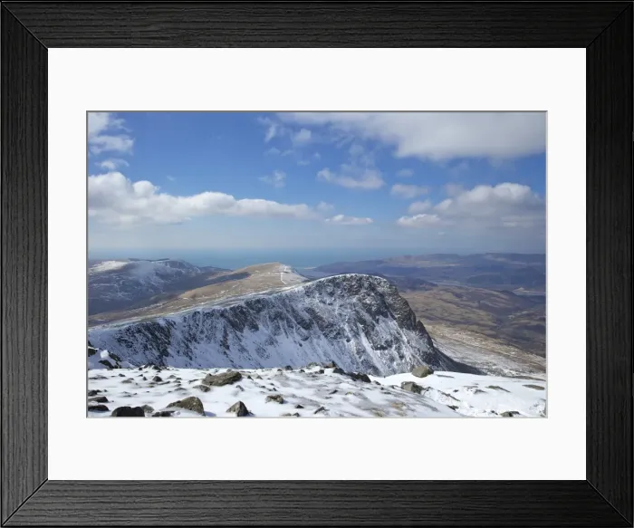 Framed Print : View from summit of Cader Idris in winter looking to Barmouth, Snowdonia National Park, Gwynedd, Wales, United Kingdom, Europe Framed Print : View from summit of Cader Idris in winter looking to Barmouth, Snowdonia National Park, Gwynedd, Wales, United Kingdom, Europe