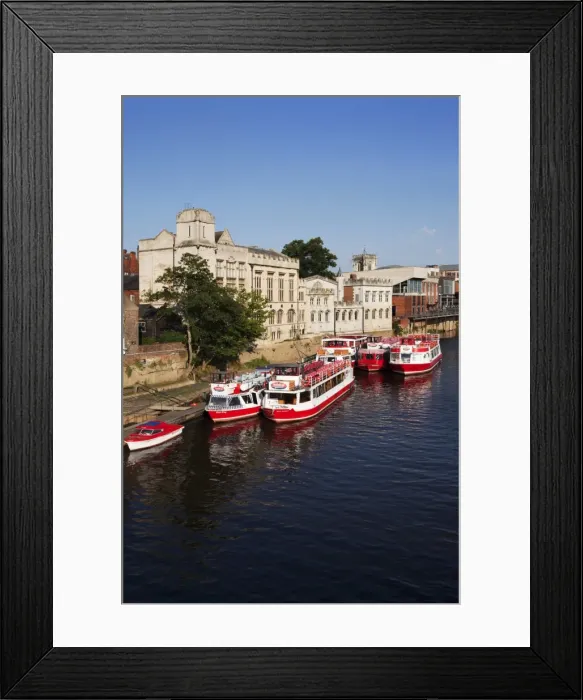 Framed Print : River boats moored on the River Ouse at The Guildhall, City of York, Yorkshire, England, United Kingdom, Europe Framed Print : River boats moored on the River Ouse at The Guildhall, City of York, Yorkshire, England, United Kingdom, Europe