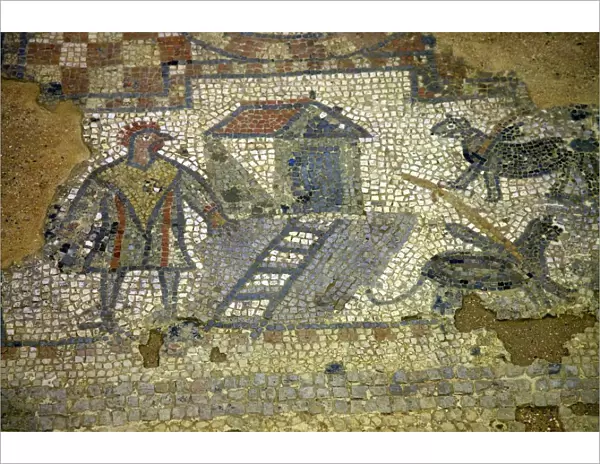 Mosaics at Brading Roman Villa, Brading, Isle of Wight, England, United Kingdom, Europe