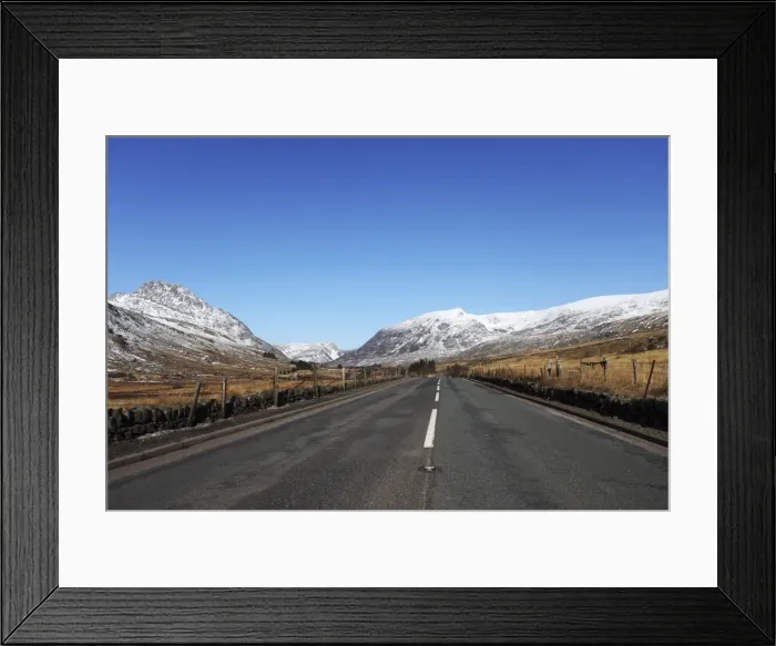 Framed Print : The A5 road runs through past snow-capped mountains in Snowdonia National Park, Wales, United Kingdom, Europe Framed Print : The A5 road runs through past snow-capped mountains in Snowdonia National Park, Wales, United Kingdom, Europe