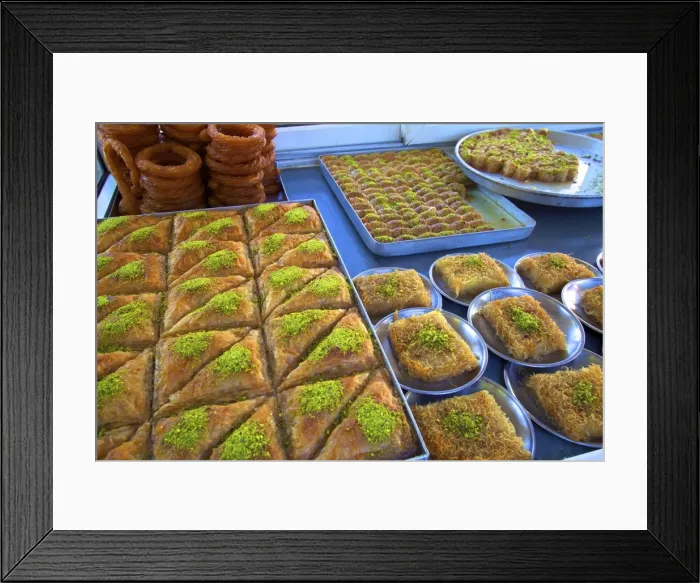 Framed Print : Turkish pastries, Lefkosa (Nicosia), North Cyprus, Cyprus, Europe Framed Print : Turkish pastries, Lefkosa (Nicosia), North Cyprus, Cyprus, Europe