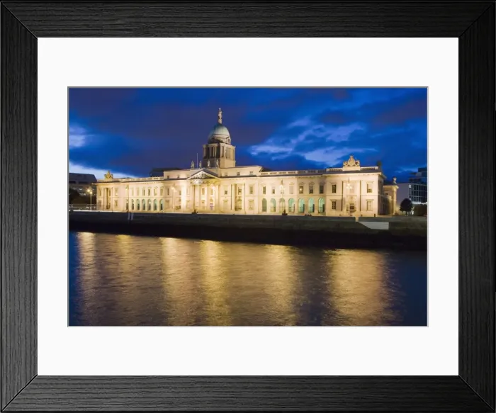Framed Print : Custom House, illuminated at dusk, reflected in the River Liffey, Dublin, Republic of Ireland, Europe Framed Print : Custom House, illuminated at dusk, reflected in the River Liffey, Dublin, Republic of Ireland, Europe