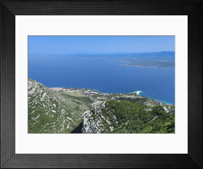Framed Print : View from Vidova Gora to Bol, Zlatni Rat beach and Hvar Island, Brac island, Dalmatia, Croatia, Europe Framed Print : View from Vidova Gora to Bol, Zlatni Rat beach and Hvar Island, Brac island, Dalmatia, Croatia, Europe