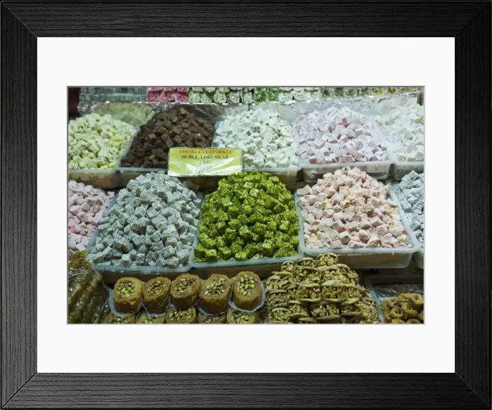 Framed Print : Turkish delight and baklava for sale in Spice Bazaar, Istanbul, Turkey, Western Asia Framed Print : Turkish delight and baklava for sale in Spice Bazaar, Istanbul, Turkey, Western Asia