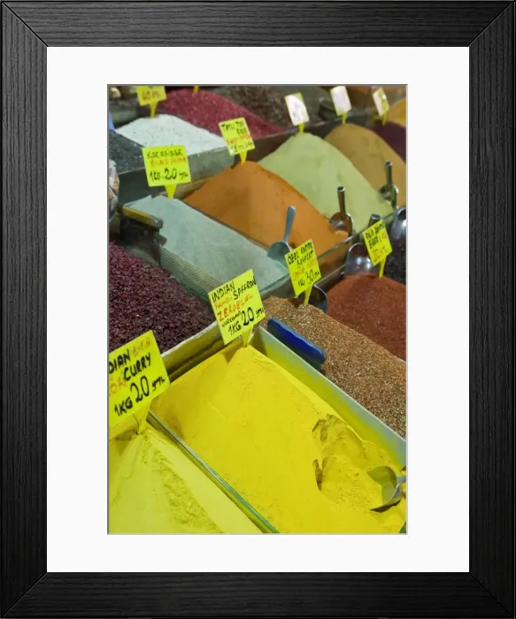 Framed Print : Spices for sale, Spice Bazaar, Istanbul, Turkey, Western Asia