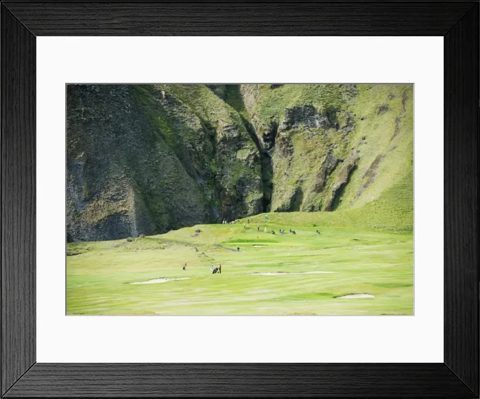 Framed Print : Golf course in a volcanic crater, Heimaey Island, Vestmannaeyjar, volcanic Westman Islands, Iceland, Polar Regions Framed Print : Golf course in a volcanic crater, Heimaey Island, Vestmannaeyjar, volcanic Westman Islands, Iceland, Polar Regions