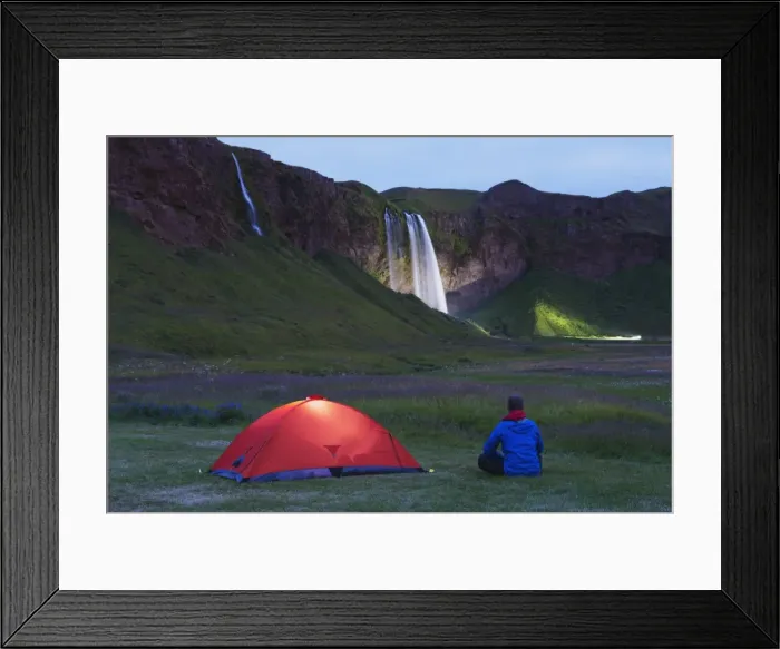 Framed Print : Seljalandsfoss waterfall lit up at night, Southern Region, Iceland, Polar Regions Framed Print : Seljalandsfoss waterfall lit up at night, Southern Region, Iceland, Polar Regions
