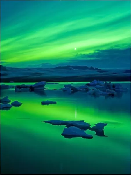 The Northern Lights (Aurora Borealis), Jokulsarlon, South Iceland, Polar Regions