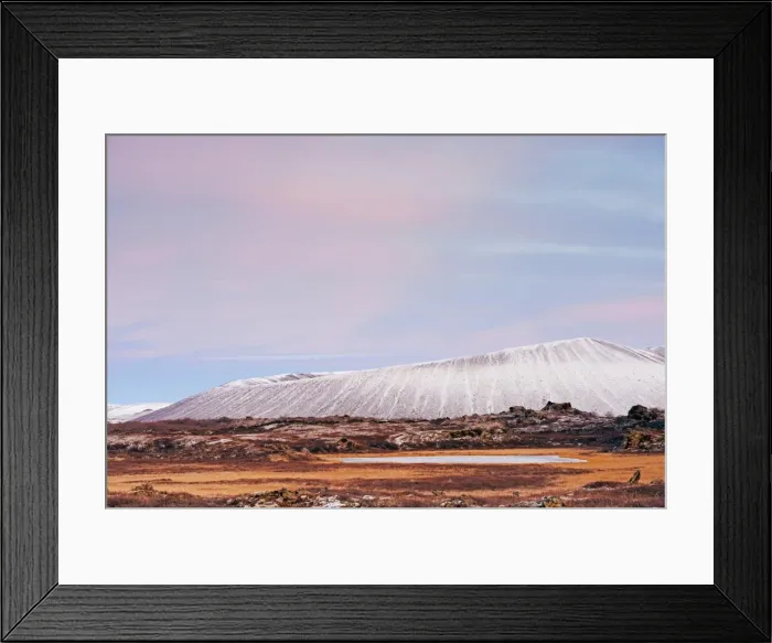Framed Print : Hverfjall volcano crater at sunset, Myvatn, Iceland, Polar Regions