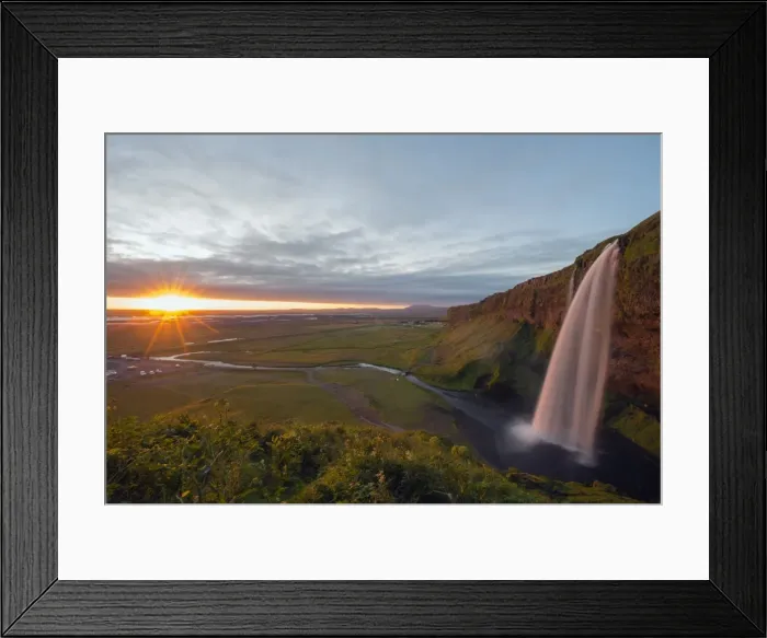 Framed Print : Seljalandsfoss waterfall at sunset, Southern Region, Iceland, Polar Regions Framed Print : Seljalandsfoss waterfall at sunset, Southern Region, Iceland, Polar Regions