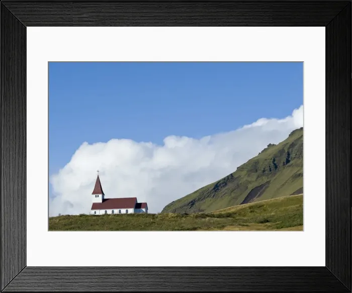 Framed Print : Church on hill, Vik, Iceland, Polar Regions Framed Print : Church on hill, Vik, Iceland, Polar Regions