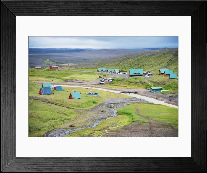Framed Print : Camping cabins and scenery at Kerlingarfjoll, Interior Region, Iceland, Polar Regions Framed Print : Camping cabins and scenery at Kerlingarfjoll, Interior Region, Iceland, Polar Regions