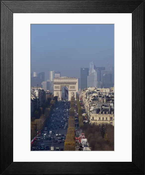 Framed Print : Elevated view of Champs Elysees, Arc de Triomphe and La Defense, Paris, France, Europe Framed Print : Elevated view of Champs Elysees, Arc de Triomphe and La Defense, Paris, France, Europe