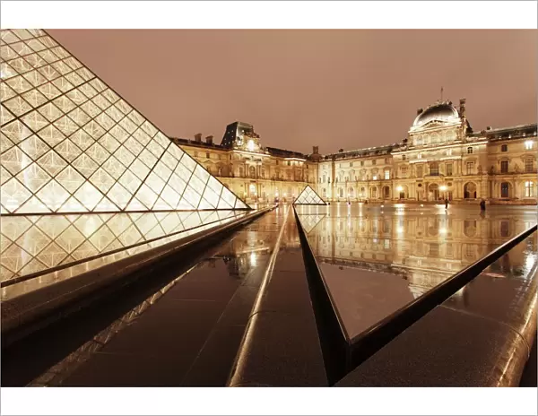 The Louvre and Pyramid, Paris, Ile de France, France, Europe