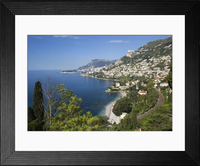 Framed Print : View along Roquebrune Bay to Monte Carlo, Roquebrune-Cap-Martin, Provence-Alpes-Cote d Azur, French Riviera, Provence, France, Mediterranean, Europe Framed Print : View along Roquebrune Bay to Monte Carlo, Roquebrune-Cap-Martin, Provence-Alpes-Cote d Azur, French Riviera, Provence, France, Mediterranean, Europe