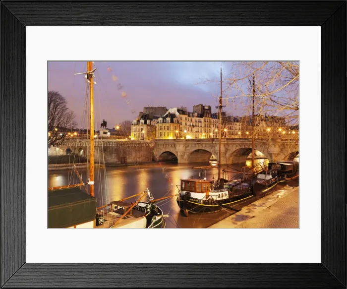 Framed Print : Ships on the River Seine and Pont Neuf, Paris, Ile de France, France, Europe Framed Print : Ships on the River Seine and Pont Neuf, Paris, Ile de France, France, Europe