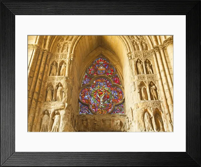 Framed Print : High relief sculptures inside Notre Dame de Reims cathedral, UNESCO World Heritage Site, Reims, Champagne-Ardenne, France, Europe