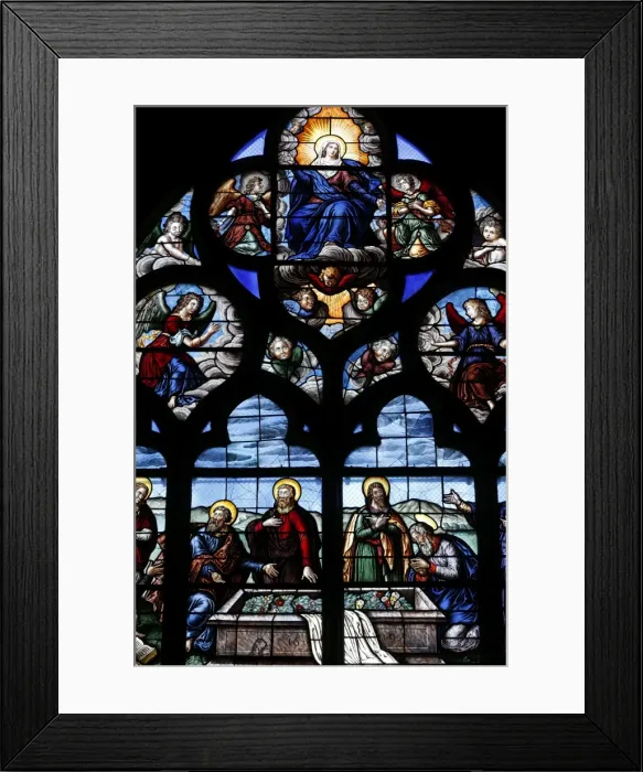 Framed Print : Stained glass window dating from 1619 of the Assumption of the Virgin, Bourges Cathedral, UNESCO World Heritage Site, Cher, Centre, France, Europe Framed Print : Stained glass window dating from 1619 of the Assumption of the Virgin, Bourges Cathedral, UNESCO World Heritage Site, Cher, Centre, France, Europe